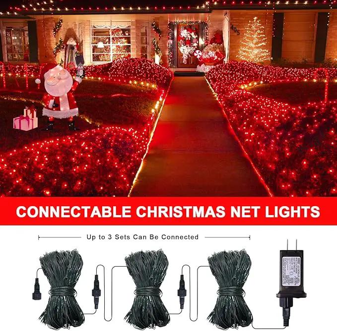 JMEXSUSS 360 LED Red Net Lights Outdoor, Connectable 12ft x 5ft Red Net Lights Plug in with Remote, 8 Modes Waterproof Red Christmas Lights for Bushes Christmas Halloween Decorations by GreenHaven Gardens