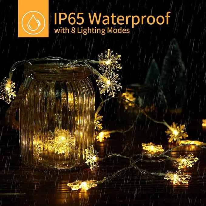 Brightown Solar Christmas Snowflake String Lights 2-Pack 100 LED 78FT Outdoor Waterproof Fairy Lights with 8 Lighting Modes for Wedding, Party, Tree, Room, Garden, Patio, Yard, Home(Warm White) by GreenHaven Gardens