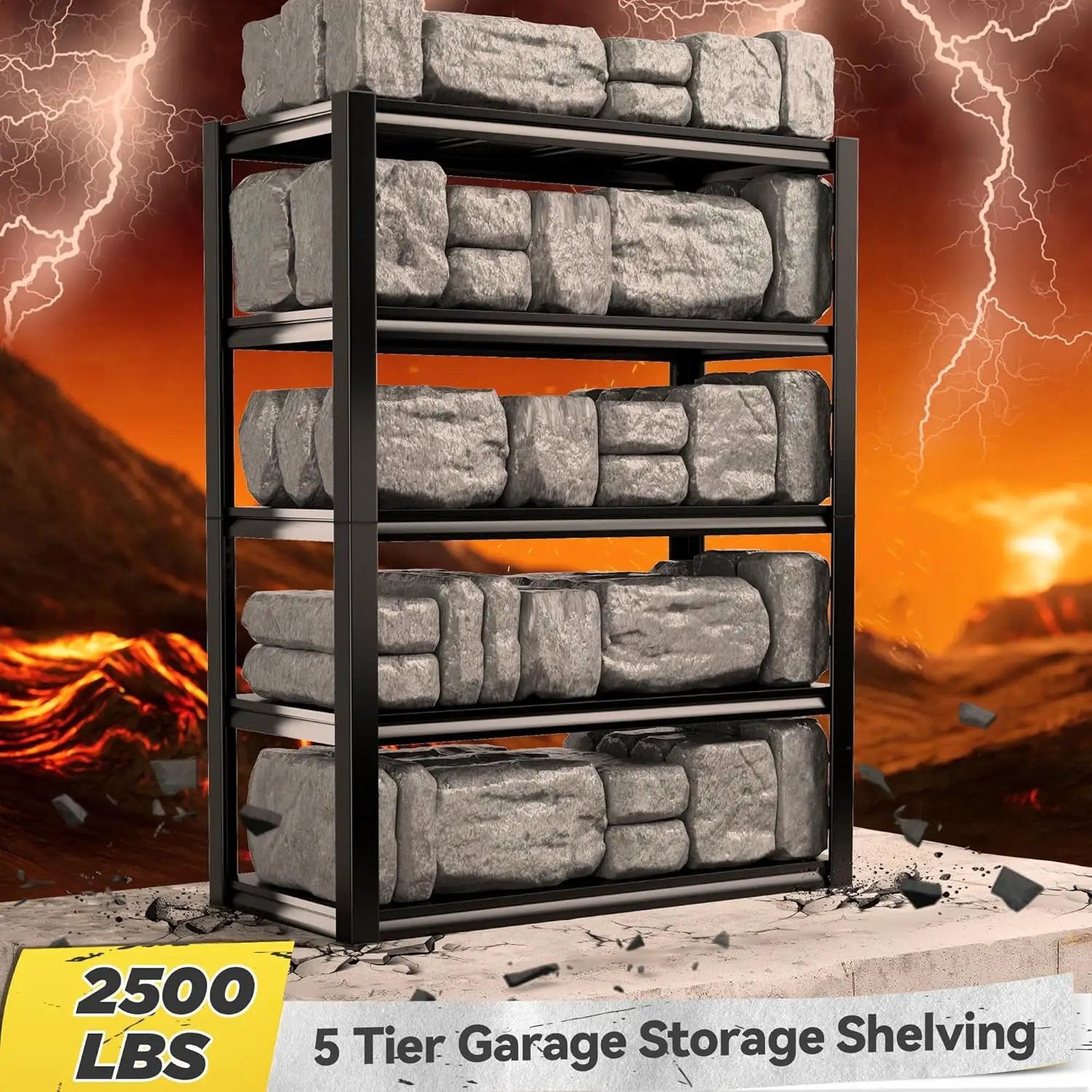 REIBII Storage Shelves Heavy Duty Garage Shelving 72" Adjustable Metal Shelves for Storage 5 Tier Garage Shelf Heavy Duty 2500LBS Basement Kitchen Pantry Shelf, 3 Pack by GreenHaven Gardens