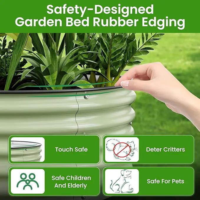 Round Raised Garden Bed Kit, 3.5x3.5x1.4Ft Outdoor Zinc-Aluminum-Magnesium Metal Flower Beds Stainless Steel Patio Ground Planter for Planting Vegetables (Light Green) by GreenHaven Gardens