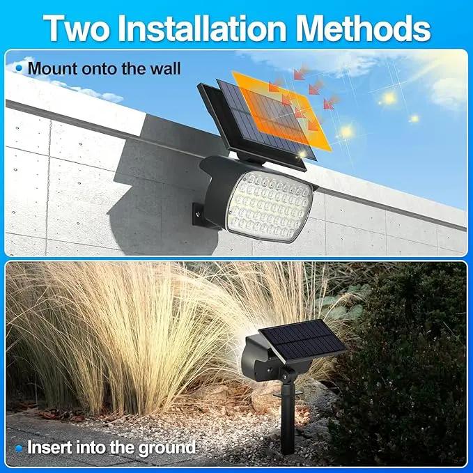 108 LED Solar Spot Lights Outdoor, Solar Lights Outdoor IP65 Waterproof, 3 Modes Solar Landscape Spotlights, Large Panel Solar Powered Lights for Garden Yard Pathway(Cool White/2 Pack) by GreenHaven Gardens