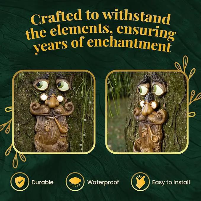 Tree Faces Decor Outdoor – Tree Hugger Yard Art Garden Decoration – Unique Bird Feeders for Outdoors and Indoors – Old Man Tree Art Brown by GreenHaven Gardens