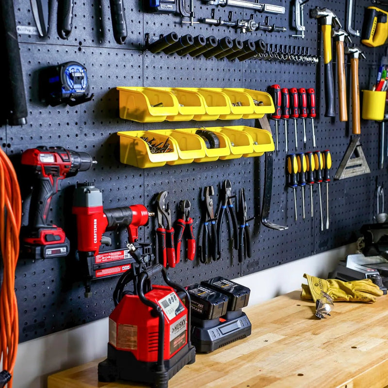 WallPeg Pegboard Wall Organizer (PK-160) - Garden Tools Storage - Hand Tool Organizer - Pegboard Bins for Parts Storage and Organization - Locking Pegboard Hooks by GreenHaven Gardens
