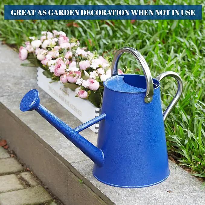 1.5 Gallon Watering Can for Outdoor Plants,Large Metal Plant Watering Pot with Removable Spout,Flower Garden Water Can Watering Pot,Galvanized Steel Watering Can with Stainless Steel Handles，Navy by GreenHaven Gardens
