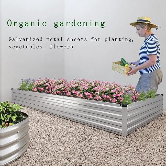 Galvanized Raised Garden Bed,12×4×1FT Metal Planting Box for Outdoor Vegetable, Herb,Planter Gardening (Silver) by GreenHaven Gardens