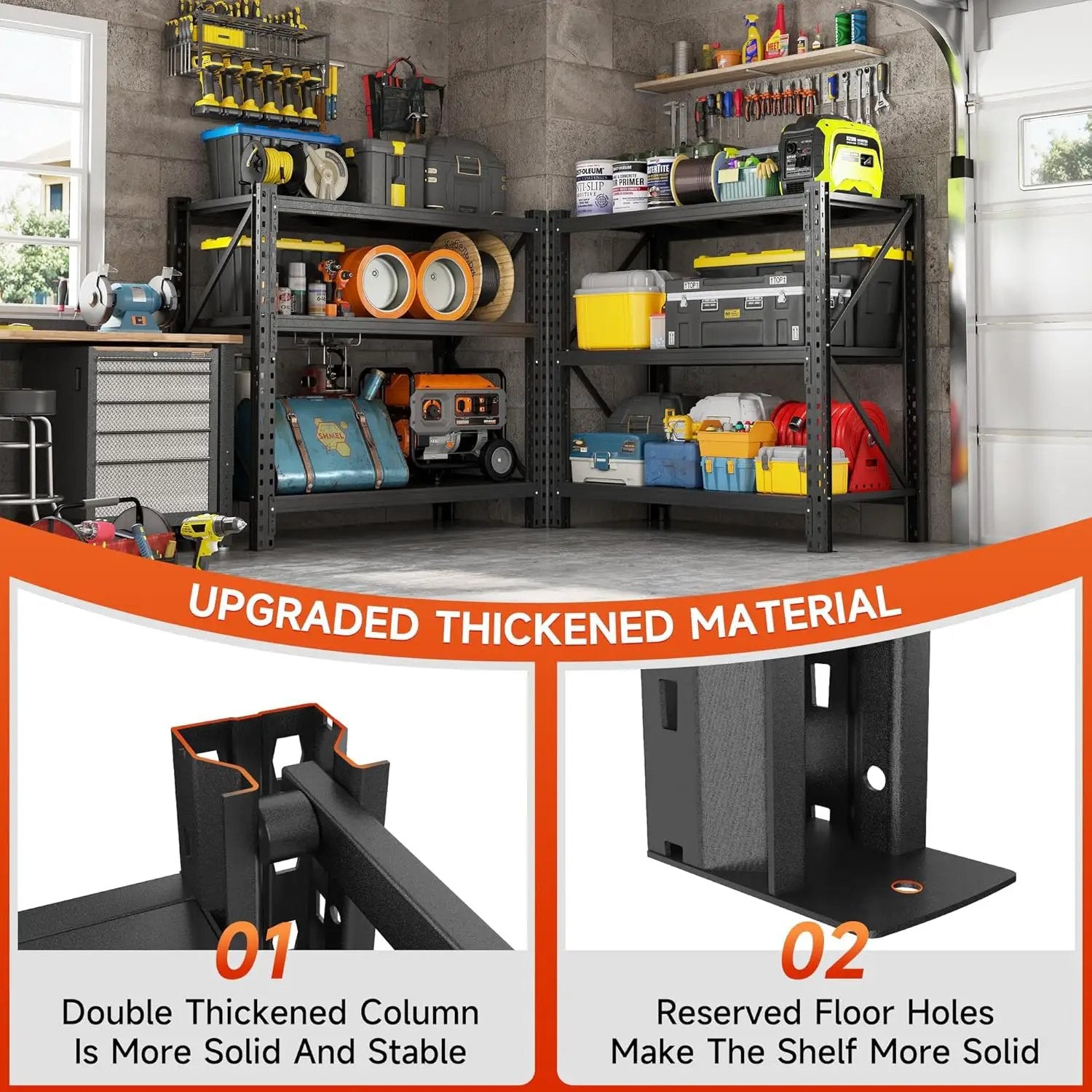 Heavy Duty Garage Shelving Unit - 4200 lbs Capacity, Industrial Metal Storage Rack, Adjustable Steel Rack for Garage, Warehouse, Basement, Pantry,51.2" W x 23.6" D x 47.2" H by GreenHaven Gardens