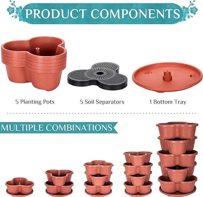 Amazing Creation Stackable Planter, Terracotta 5-Tier Vertical Garden Planter, Grow Your Own Vertical Oasis of Vegetables and Succulents by GreenHaven Gardens