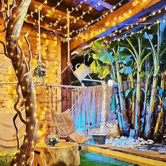 KNONEW Christmas String Lights Indoor Plug in,50FT 150LED Outdoor Waterproof Fairy Lights,8 Lighting Modes,Timer Memory Function for Bedroom Patio Balcony Party (Warm White) by GreenHaven Gardens