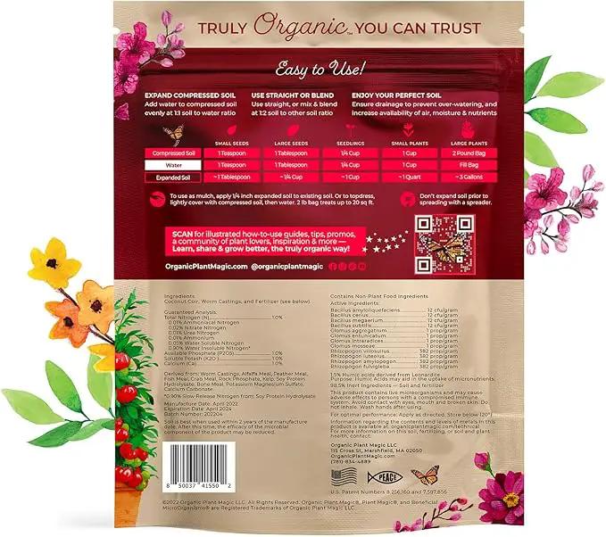 Compressed Organic Potting Soil for Garden, Plants & Vegetables - Expands 4x When Mixed with Water - Indoor or Outdoor Use - Plant Food Mix Derived from Natural Coconut Coir & Worm Castings Fertilizer by GreenHaven Gardens