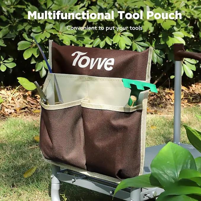 Upgraded Garden Kneeler and Seat with Thicken & Widen Soft Kneeling Pad, Heavy-Duty Foldable Garden Stool with Large Garden Tool Bag, Portable Garden Bench Gardening Gifts for Women, Seniors by GreenHaven Gardens