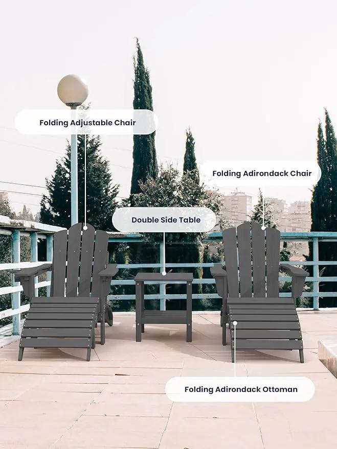 KINGYES Folding Adirondack Ottoman Set of 2 for Adirondack Chair, Grey by GreenHaven Gardens