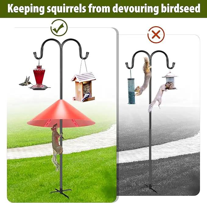 Squirrel Baffle for Bird Feeder Pole, 19-Inch Outdoor Bird Feeder Guard, Squirrel-Proof Birdhouse Baffles, Shepherd's Hook for Outside(Red) by GreenHaven Gardens