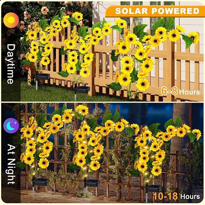 Solar Garden Lights Outdoor, 2 Pack New Sunflower Light for Outside, Solar Willow Vine Light with 46 LED Sunflowers, Waterproof Decor for Yard, Patio, Pathway, Gardening Gifts (4Pack Sunflower) by GreenHaven Gardens