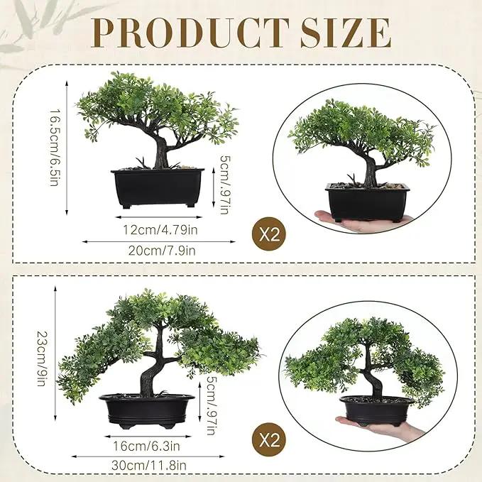 Jexine 4 Pack Artificial Bonsai Tree, Indoor Small Fake Plants in Pots for Home Table Office Desk Bathroom Shelf Bookshelf Bedroom Living Room Farmhouse Decorations by GreenHaven Gardens