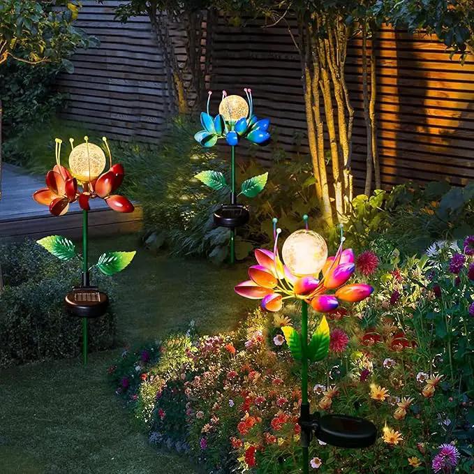 Metal Flower Solar Outdoor Lights Windmill Garden Stake - Outdoor Waterproof for Yard, Lawn, Patio, Gardening Gifts, Solar Flower Lights by GreenHaven Gardens