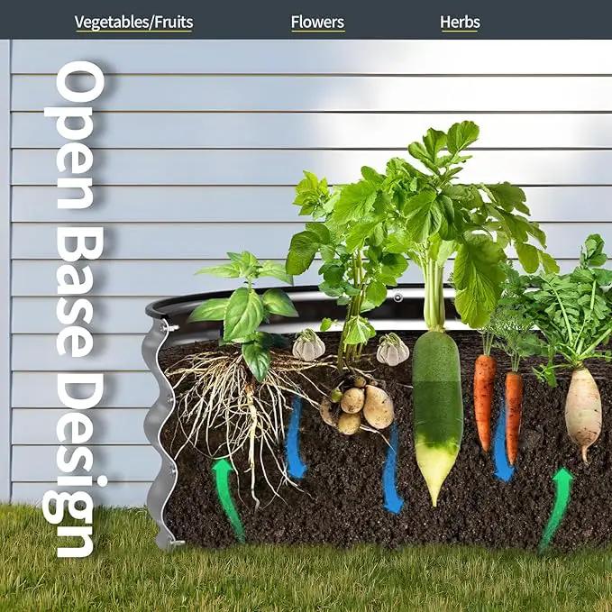 Kesfitt Raised Garden Bed Kit,Outdoor Galvanized Planter Raised Boxes with Safety Edging and Gloves,Large Metal Raised Garden Beds for Gardening Vegetables,Fruits,Flower(5x2x1FT) by GreenHaven Gardens