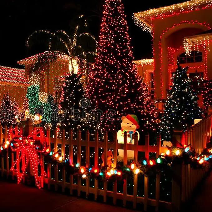 Dazzle Bright 300 LED Christmas String Lights, 100 FT Connectable Waterproof String Lights Green Wire with 8 Modes Christmas Decoration for Indoor Outdoor Party Yard Garden Decor (Red) by GreenHaven Gardens