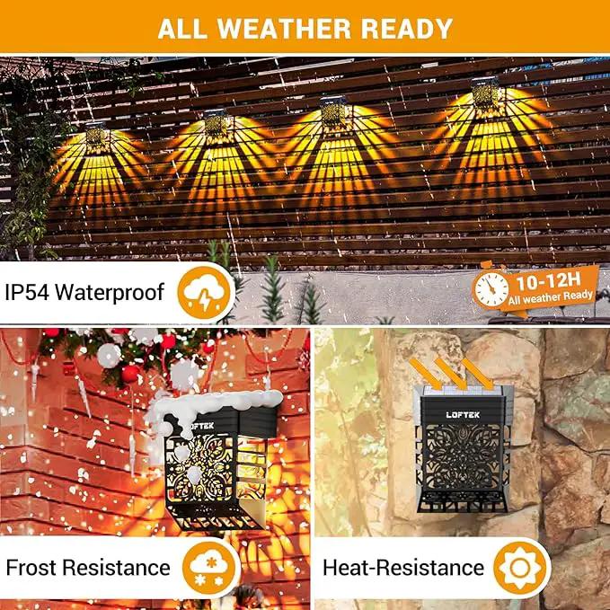 LOFTEK Solar Deck Lights, 4 Pack Solar Fence Lights, Outdoor Garden Decorative Light, Dusk to Dawn, Waterproof, Fence Post Light for Railing, Patio, Backyard, Stair, Step, Camping, Warm White by GreenHaven Gardens