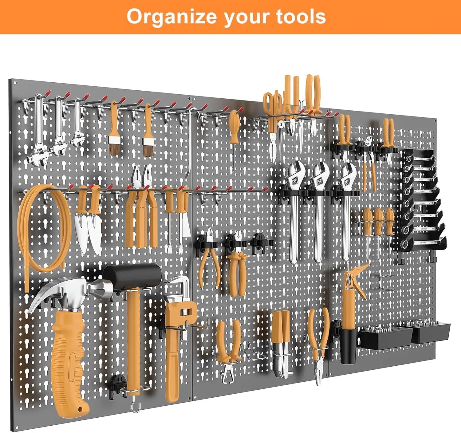 WALMANN Metal Pegboard Wall Tool Organizer Board with Pegboard Hooks, 24x48in Tools Organizer Pegboard for Garage, Workbench, Peg Boards, Tool Organizer Board with Hooks(Black) by GreenHaven Gardens