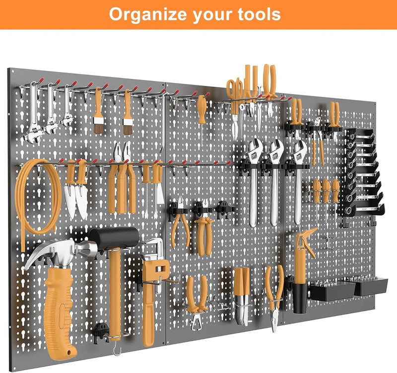 WALMANN Metal Pegboard Wall Tool Organizer Board with Pegboard Hooks, 24x48in Tools Organizer Pegboard for Garage, Workbench, Peg Boards, Tool Organizer Board with Hooks(Black) by GreenHaven Gardens