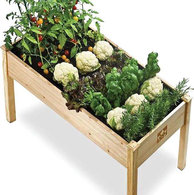 Raised Garden Bed with Legs 48x24x30 - Natural Cedar Wood Elevated Planter Box with Bed Liner for Flowers, Veggies, Herbs - 200lb Capacity by GreenHaven Gardens