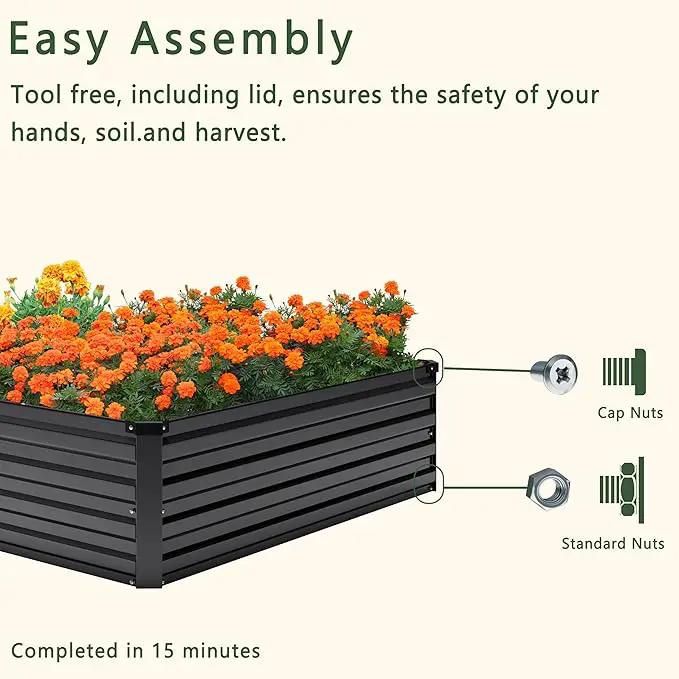 MGNO 2pcs 12x4x1FT Galvanized Raised Garden Bed-Outdoor Planter Box for Vegetables-Metal Garden Bed,RRectangle Planting Box for Herb,Flower,Black by GreenHaven Gardens