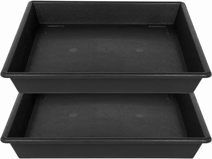 Square Plant Saucer 18 Inch 2 Pack 10 14 16 18 20 Extra Large Plant Trays for Pots Heavy Duty Plastic Plant Saucers for Indoors Outdoors, Flower Pot No Holes Plant Drip Trays by GreenHaven Gardens
