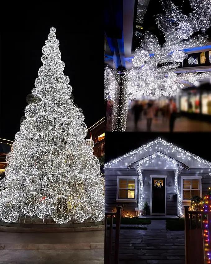 Twinkle Star 2 Pack Solar Christmas Lights Outdoor, Total 80FT 240 LED Solar Fairy Lights Waterproof with 8 Modes, Christmas Trees Light for Patio Garden Party Backyard Wedding Decor, White by GreenHaven Gardens