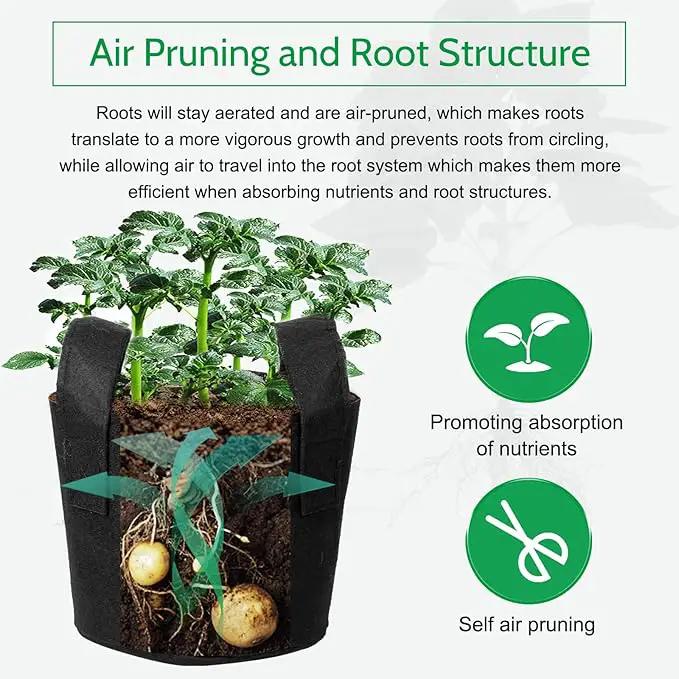 JERIA 12-Pack 10 Gallon, Vegetable/Flower/Plant Grow Bags, Aeration Fabric Pots with Handles (Black), Come with 12 Pcs Plant Labels by GreenHaven Gardens