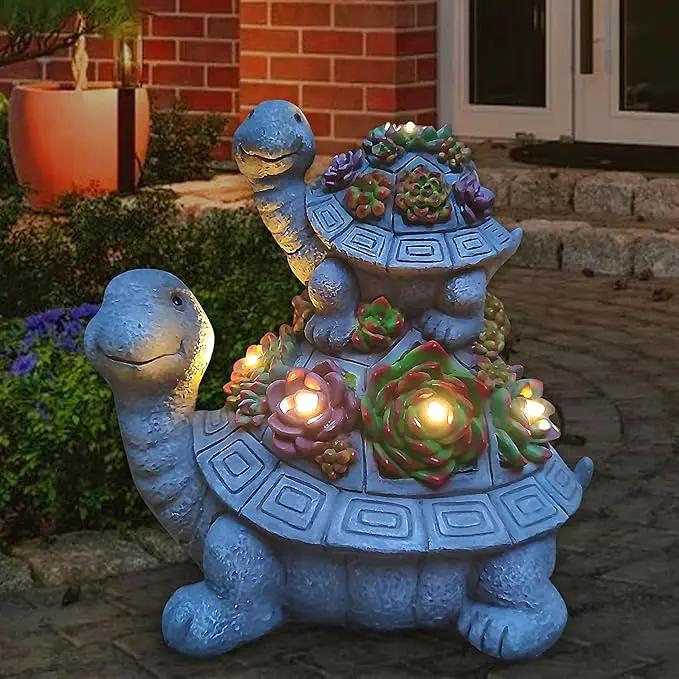 Large Turtle Solar Garden Outdoor Statues with Succulent and 6 LED Lights,Outside Solar Turtle Decor Art for Lawn,Yard, Balcony Ornament, to Give by GreenHaven Gardens