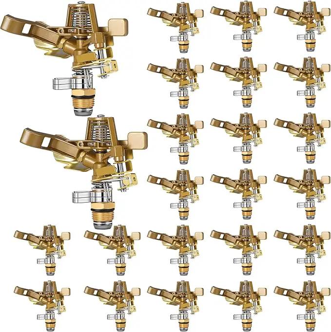 Ferraycle 24 Pieces 1/2 Inch Brass Impact Sprinkler Head with Nozzles Heavy Duty Adjustable 0-360 Degrees Impulse Sprinkler Head Lawn Watering for Yard Irrigation by GreenHaven Gardens