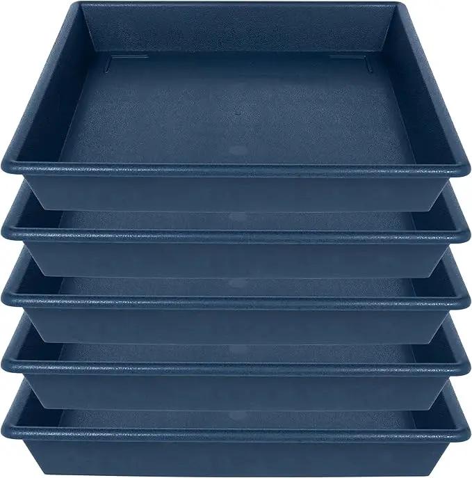 Square Plant Saucer 14 Inch 5 Pack，Plant Stand Plant Trays for Pots Heavy Duty Plastic Plant Saucers for Indoors Outdoors, Flower Pot No Holes Plant Lover Gardening Gifts by GreenHaven Gardens
