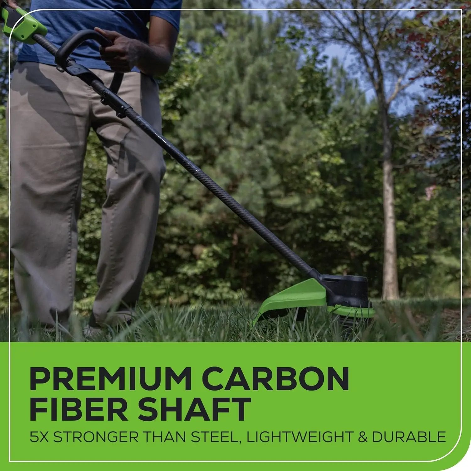 Greenworks 80V 16" Carbon Fiber Brushless Cordless String Trimmer - 2-Mile Fence Line & Driveway Edging Pro, 2.0Ah Battery/Charger Included, 23% Lighter vs Gas Trimmers by GreenHaven Gardens