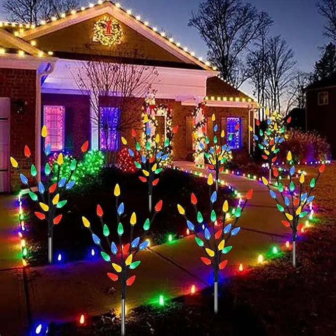 Upgraded 6 Packs 120 LED C6 Solar Christmas Lights, Outdoor Christmas Decorations Yard Lights, 8 Modes Waterproof Christmas Pathway Lights for Christmas Decorations Outdoor Yard Patio Cemetery Grave by GreenHaven Gardens