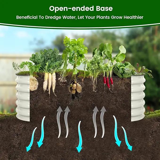 Olle 17" Tall, 42" Round Metal Raised Garden Bed Kits, Planter Raised Beds for Gardening, Raised Flower Bed Galvanized Planter Box, 3.5 * 3.5 * 1.4Ft,Ivory by GreenHaven Gardens