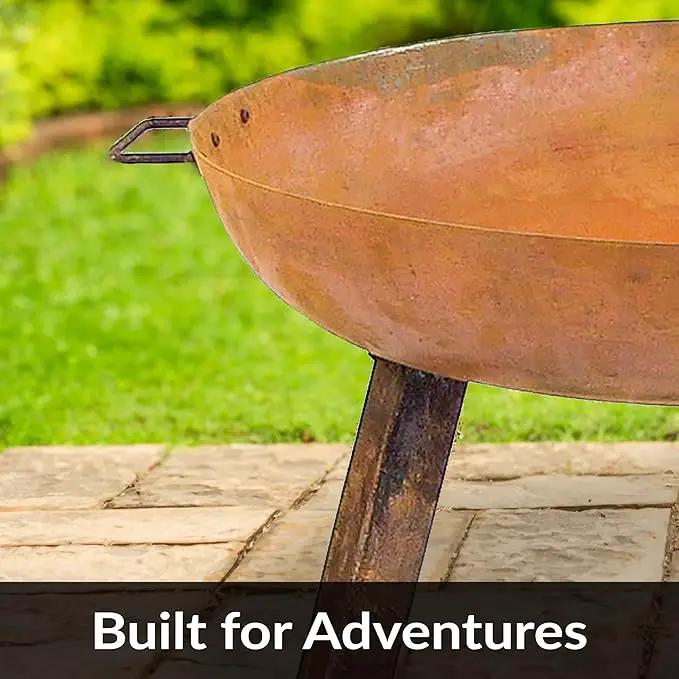 Sunnydaze 30-Inch Cast Iron Heavy-Duty Fire Pit for Outside - Wood-Burning Outdoor Fire Pit Bowl with Handles - Oxidized Finish by GreenHaven Gardens