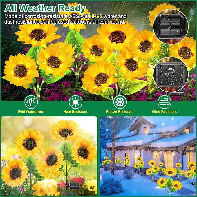 Outdoor Solar Garden Lights, 2024 Upgraded Waterproof Outdoor Solar Lights with 9 Bigger & Brighter Sunflowers, Garden Lights Solar Powered Outdoor Lights for Outside Patio Yard Decorations by GreenHaven Gardens