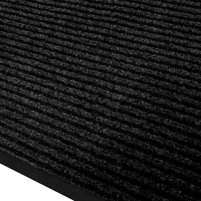 fani Heavy Duty Large Outdoor Indoor Entrance Black Doormat Waterproof Low Profile Entrance Rug Front Door Mat Patio Anti-Skid Rubber Back, 48x72 inch (Black) by GreenHaven Gardens