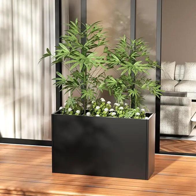 Heavy-Duty Steel Planter Box 38”x12”x24”, Rust-Resistant Large Outdoor & Indoor Plant Container, Metal Garden Box with Drainage Holes & Reinforced Edges by GreenHaven Gardens