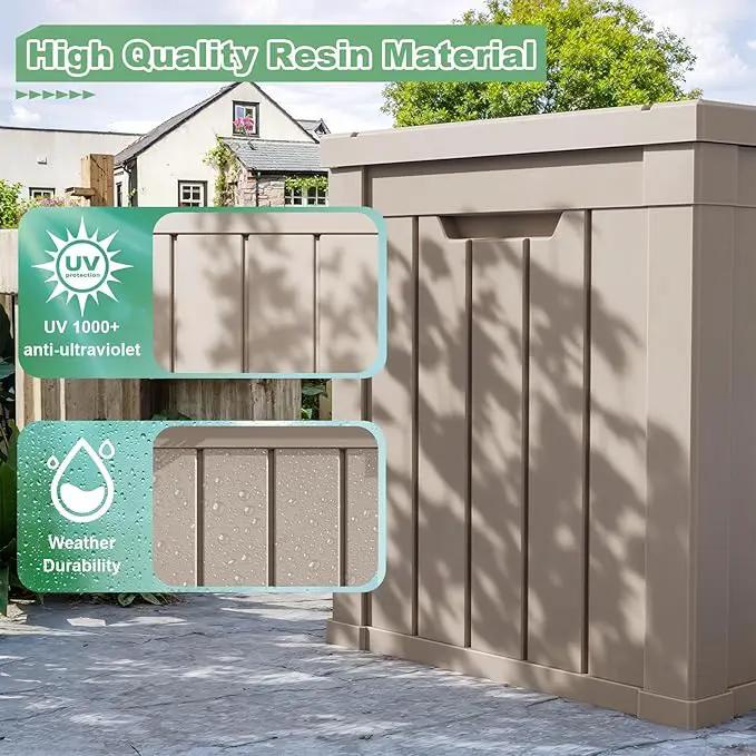 DRATO 50 Gallon Deck Box, Outdoor Storage Box for Patio Cushion, Sports Equipment, Garden Tools, Waterproof Patio Storage box, Lockable (Light Brown) by GreenHaven Gardens