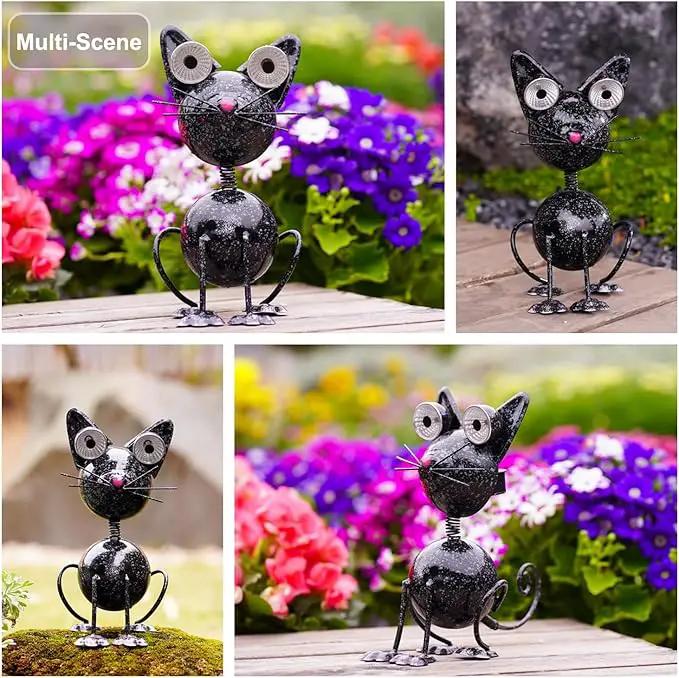 Black Cat Metal Yard Art Statue Light,Garden Outdoor Black Cat Statue Light Decoration,The for cat Lovers.(Black Cat) by GreenHaven Gardens