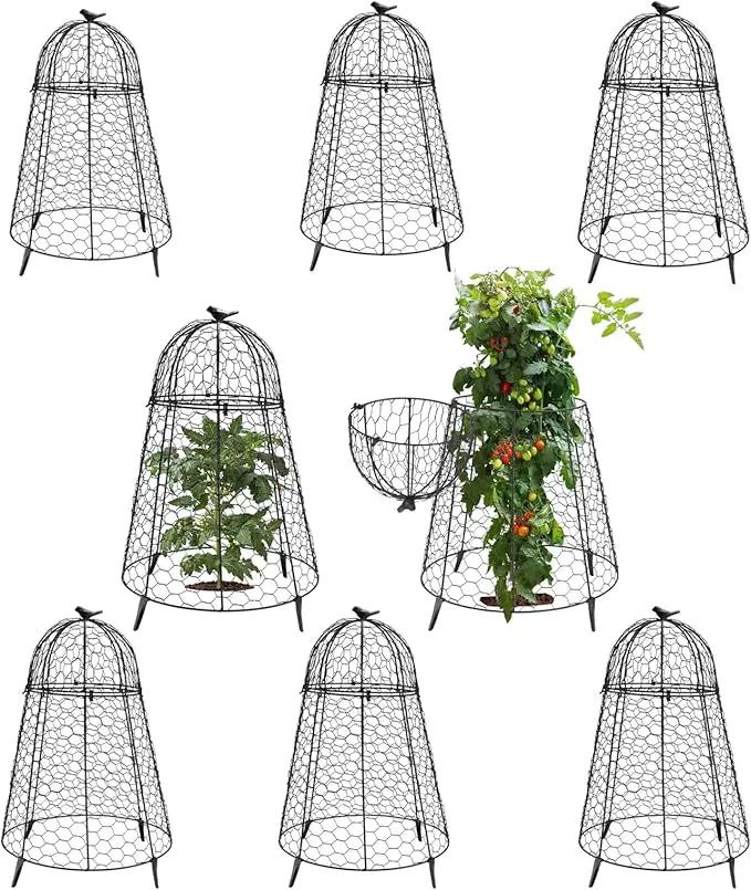 Plant Protector Chicken Wire Cloche 8 PCS, Plant Protectors from Animals, 18.7×12 Inch Large Garden Cloches for Plants, Sturdy 2-in-1 Cloche Dome for Plants, Plant Protectors for Easy Pruning by GreenHaven Gardens