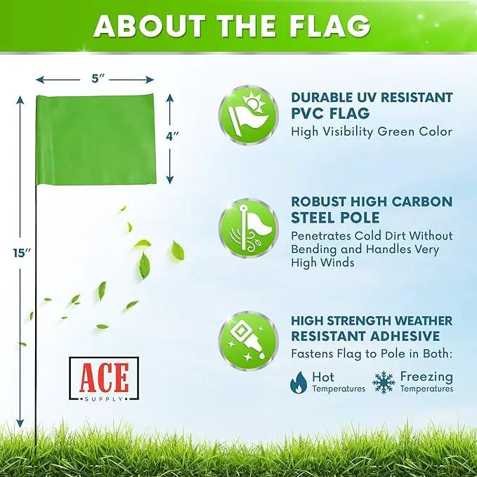 Green Marking Flags 1000 Pack - 4x5x15 Inch Green Flags for Yard - Markers For Lawn, Irrigation, Landscaping, Survey & Sprinkler Head Marking by GreenHaven Gardens
