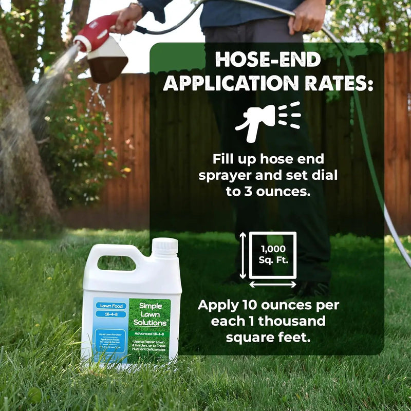Advanced 16-4-8 Lawn Fertilizer - Liquid Lawn Food Spring & Summer Concentrated Spray - Any Grass Type- Fish and Seaweed Kelp- Balanced NPK - Simple Lawn Solutions (1 Quart) by GreenHaven Gardens