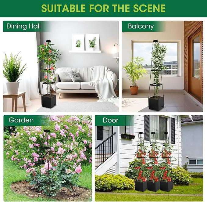 MQFORU 2Pack Raised Garden Bed Planter Boxes with Trellis, 57" Self-Watering Tomato Planter Boxes with Trellis for Climbing Vegetable and Plants, Tomato Cage for Indoor Outdoor Use by GreenHaven Gardens