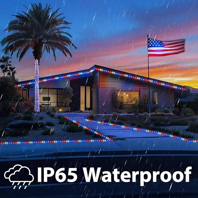 100ft LED Rope Lights Outdoor, 720 LED Connectable & Flexible Tube Lights with 8 Modes, Waterproof LED Rope Lighting for Independence Flag Day, Memorial Day, Outdoor,Indoor Decor (Red & White & Blue) by GreenHaven Gardens