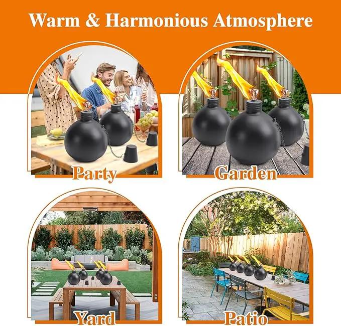 6 Pack Citronella Tabletop Torches, 25 oz Table Top Torches for Outdoor, Metal Oil Burner Candles, Garden Torches with Fiberglass Wick for Yard, Patio, Deck, Garden, Party, Landscape. by GreenHaven Gardens