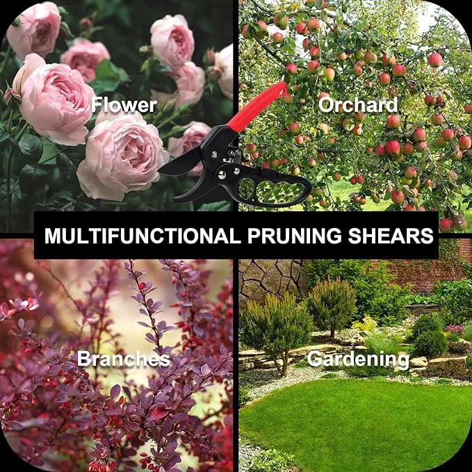 Garden Clippers, Premium Germany Pruners, Work 3 Times Easier, Professional Pruning Shears, Cutting Rose, Flower, Hedge, Stem, Sharp Scissors Gardening Tools, Arthritis Weak Hand Snips by GreenHaven Gardens