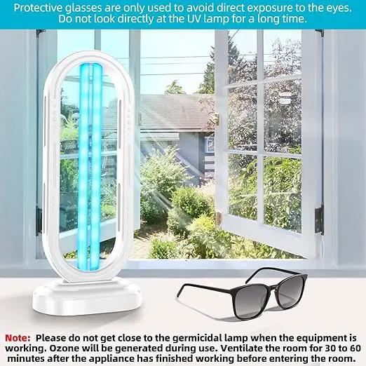 UV Light Sanitizer,4-Speed Timing and Remote Control UVC Home Disinfection Device,Ultraviolet Light Sanitizer for Bed Bugs and Dust Mites,UV Lamp for Whole Room,White by GreenHaven Gardens