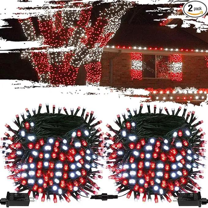 Connectable Red And White Christmas String Lights, 2Pack 164FT 400LED Christmas Lights for Outside/Indoor, Plug In Christmas Tree Lights with 8 Modes, String Lights for Christmas Decorations Holiday by GreenHaven Gardens